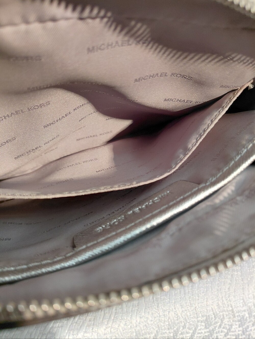 Michael Kors Women's Metallic Silver Crossbody Bag - Picture 10 of 11